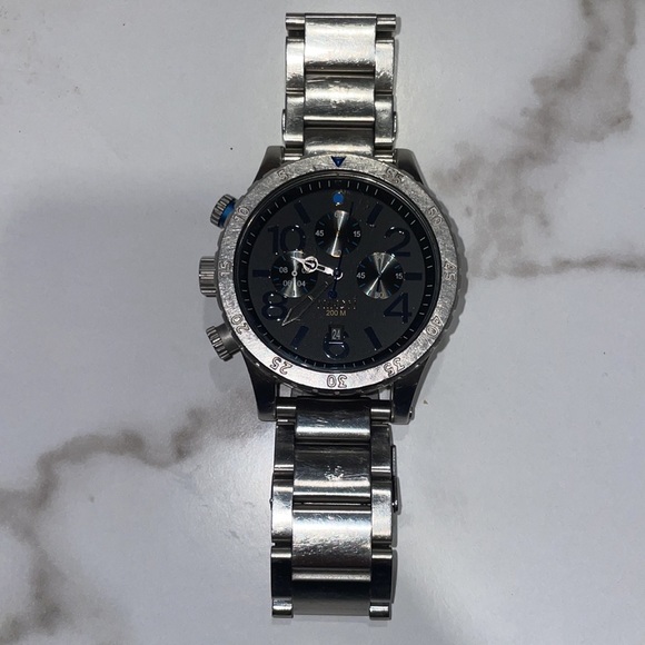 Nixon Watch Mens 48-20 Chrono Silver Blue - Picture 1 of 7